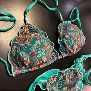 From Brazil 🇧🇷 Reversible Bikini - Blue Paisley Bikini Set